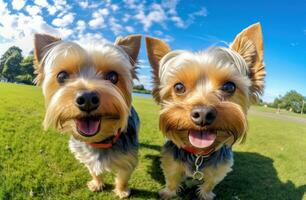 komisch Yorkshire Terrier Hunde foto