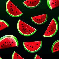 Wassermelone Muster auf schwarz Hintergrund. foto