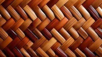 gewebte Bambus Hintergrund oben Aussicht , traditionell gewebte Bambus Muster ,generativ ai foto