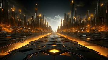 futuristisch Cyber Stadt Hintergrund Landschaft ,generativ ai foto