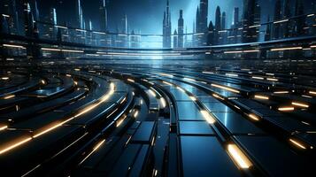 futuristisch Cyber Stadt Hintergrund Landschaft ,generativ ai foto