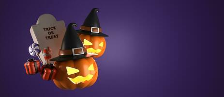 3d Rendern von horizontal Poster und Banner zum Halloween mit Kopieren Raum Bereich foto