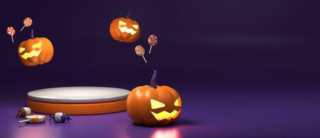 3d Rendern von horizontal Poster und Banner zum Halloween mit Kopieren Raum Bereich foto