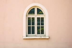 klassisch Fenster Rahmen auf Pastell- Rosa retro Stil. ai generiert foto