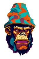 ein detailliert Illustration von ein bunt Affe zum t Hemd und Mode Design foto