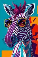 ein detailliert Illustration von ein bunt Zebra zum t Hemd und Mode Design foto