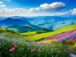 schön Blumen im das Berge ai generiert foto
