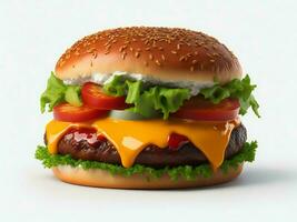 ein Hamburger mit ein Menge von Ketchup und Käse ai generiert foto