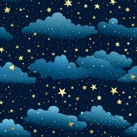 sternenklar Himmel nahtlos Muster. generieren ai foto