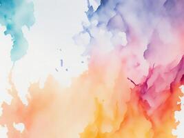 bunt Aquarell Farbe Spritzer auf ein Weiß Hintergrund ai generiert foto