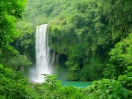 Wasserfall im das Urwald ai generiert foto