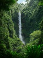 Wasserfall im das Urwald ai generiert foto