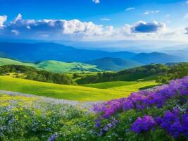 schön Blumen im das Berge ai generiert foto