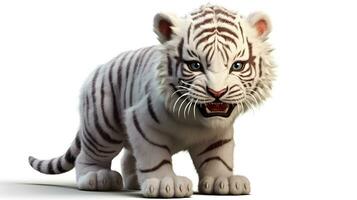 Baby Weiß Tiger oder gebleicht Tiger isoliert auf Weiß Hintergrund. ai generiert foto