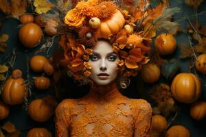 Umarmen das Herbst Geist, Herbst Schönheit ai generiert foto