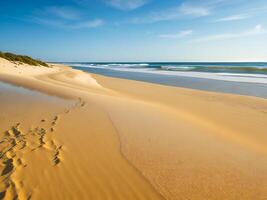 das Sand Dünen und Gras auf das Strand ai generiert foto