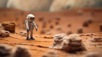generativ ai, Raum Abenteuer Illustration gemacht von wolle. kosmisch Planet Kunst Landschaft mit Astronaut. foto