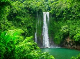 Wasserfall im das Urwald ai generiert foto