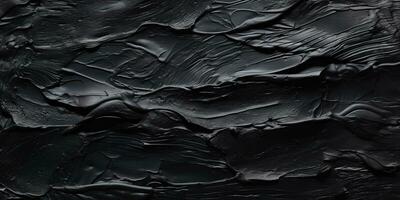 generativ ai, Nahansicht von pastos abstrakt Rau schwarz Kunst Gemälde Textur foto