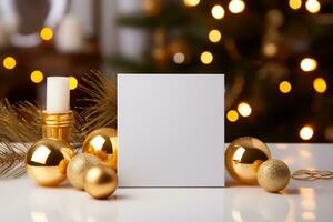 Weiß Papier leer. Einladung Hintergrund. Weihnachten Karte. Weihnachten Urlaub Konzept.ai generiert. foto