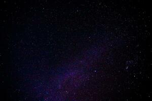 Nacht Landschaft mit bunt und Licht Gelb milchig Weg voll von Sterne im das Himmel. foto