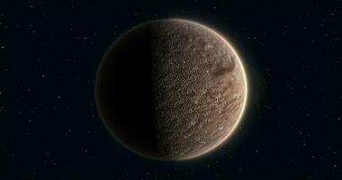 abstrakt realistisch Raum Planet runden Kugel mit ein Stein Linderung Oberfläche im Raum gegen das Hintergrund von Sterne foto