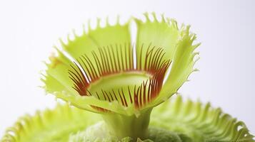 Foto von schön Venus Fliegenfalle Blume isoliert auf Weiß Hintergrund. generativ ai