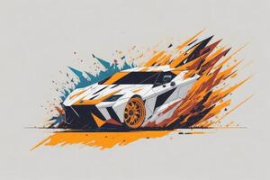 dynamisch Rennen Auto im Spritzer. extrem Sport Illustration. ai generiert. foto