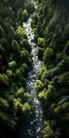 Fluss im das Wald ai generiert foto