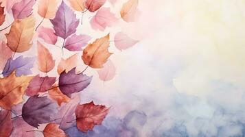 Aquarell Pastell- Hintergrund gemacht von gefallen Herbst Blätter foto
