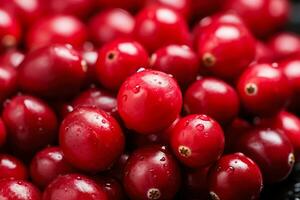 reif organisch Preiselbeeren im Herbst Tablett Markt Landwirtschaft Bauernhof Hintergrund oben Aussicht foto