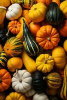 bunt Kürbisse im Herbst landwirtschaftlich Markt foto