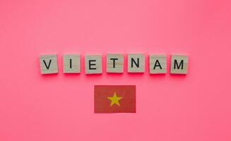 September 2, Vietnam Unabhängigkeit Tag, Vietnam Flagge, minimalistisch Banner mit hölzern Briefe foto