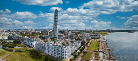 schön Antenne Panorama- Aussicht von das Malmö Stadt im Schweden. foto