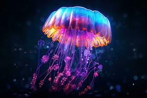 glühend Qualle unter Wasser foto