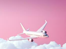 Pastell- Flugzeug fliegend im das Himmel mit Wolken foto