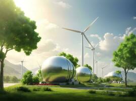 ai generativ nachhaltig Energie Konzept, Umwelt Hintergrund foto