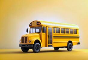 ai generativ Gelb Schule Bus, zurück zu Schule Konzept, Banner Design foto