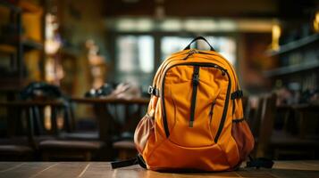 Orange Schule Rucksack foto