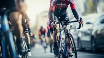 Aktion Radfahren Marathon. generativ ai foto