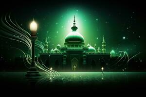 Hintergrund zum Mawlid al Nabi Feier. generativ ai foto