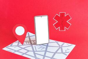 online Suche zum Gesundheit Dienstleistungen. Handy, Mobiltelefon App. foto