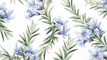 nahtlos Muster von Rosmarin Blume im Aquarell Stil isoliert auf Weiß Hintergrund. Rosmarin Blume Textur Hintergrund. generativ ai foto