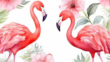 nahtlos Muster von Flamingo Blume im Aquarell Stil isoliert auf Weiß Hintergrund. Flamingo Blume Textur Hintergrund. generativ ai foto