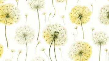 nahtlos Muster von Löwenzahn Blume im Aquarell Stil isoliert auf Weiß Hintergrund. Löwenzahn Blume Textur Hintergrund. generativ ai foto