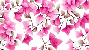 nahtlos Muster von Bougainvillea Blume im Aquarell Stil isoliert auf Weiß Hintergrund. Bougainvillea Blume Textur Hintergrund. generativ ai foto