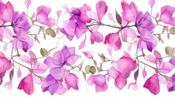 nahtlos Muster von Bougainvillea Blume im Aquarell Stil isoliert auf Weiß Hintergrund. Bougainvillea Blume Textur Hintergrund. generativ ai foto