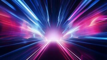 abstrakt Hintergrund von Geschwindigkeit Bewegung im das Tunnel mit Licht Strahlen. foto