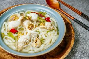 Golbaengi Seetang, Koreanisch Stil Meer Schnecke Suppe Essen kitchengolbaengi Seetang, Koreanisch Stil Meer Schnecke Suppe Essen Küche foto