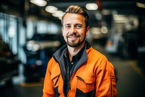 Fachmann weiblich Mechaniker im ein Auto Reparatur Geschäft foto